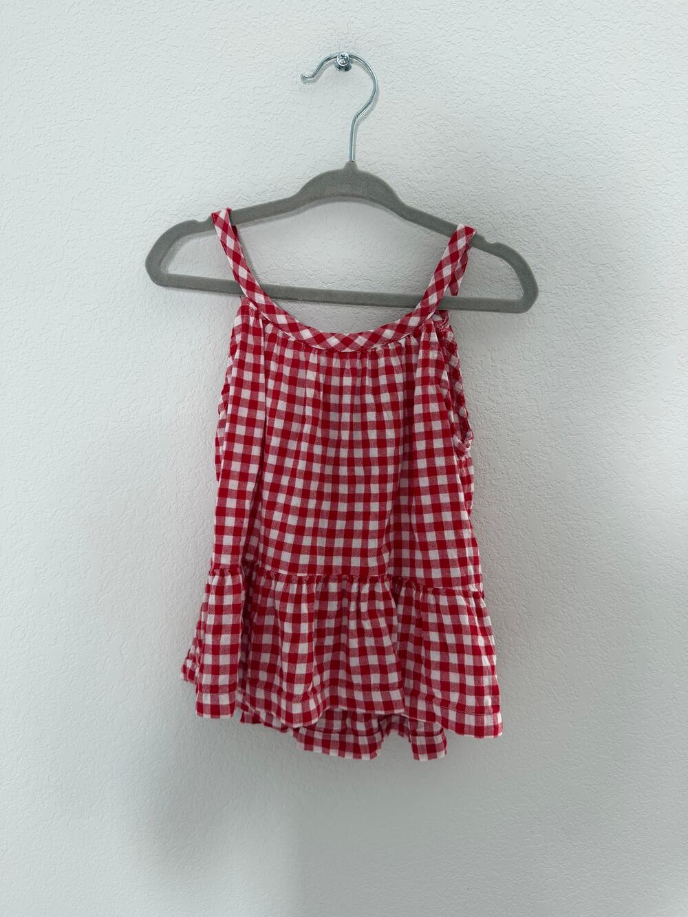 Old Navy Red White Gingham Toddler Girls Sleeveless Ruffle Hem Sundress Size 2T